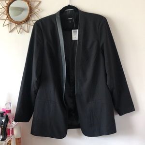 Black Plus Size Blazer w/ Faux Leather